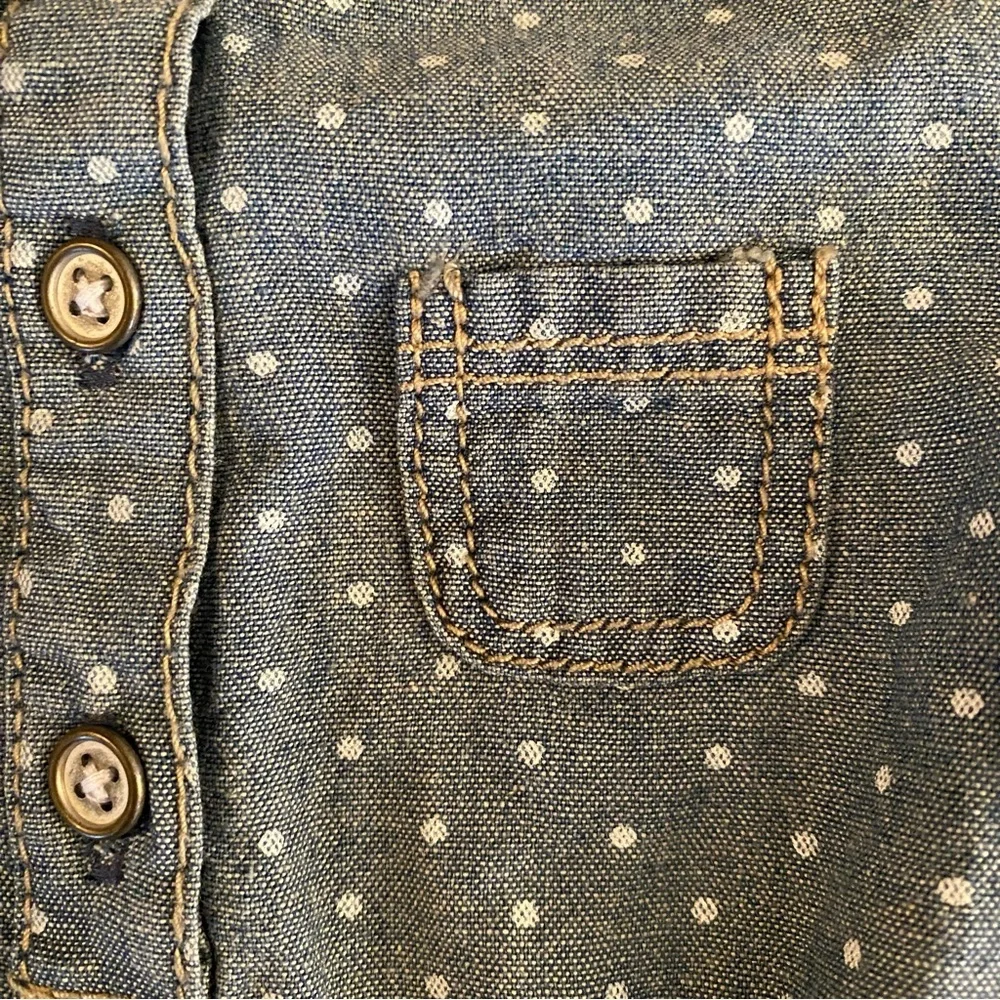 Carter's Baby Chambray Romper Size 3 mos Blue 100% Cotton Polka Dot 1 Piece NWT